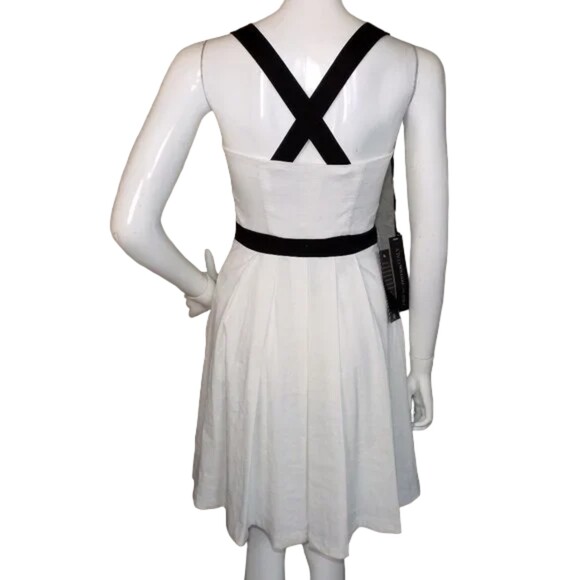 new BEBE Fitted Skater Dress, 4, Lilia Corset Style, Wide Cross Straps, Pocket - Picture 5 of 14